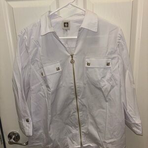 Anne Klein White Jacket with Gold Accents
